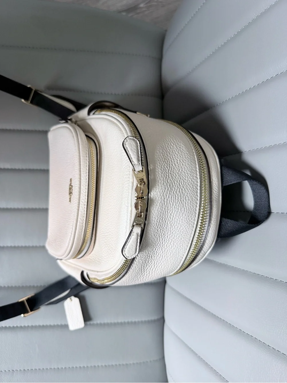 Coach Mini Court Backpack Pebbled Leather Color Chalk - Cream with Gold Hardware